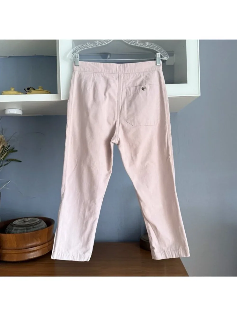 Rachel Comey Light Pink Cotton Canvas Capri Pants Ankle Zipper Pleated Front